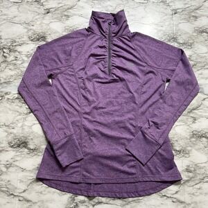 UMBRO Women's Activewear Size‎ L Purple Heathered 1/4 Zip Ruched Stretch TOP